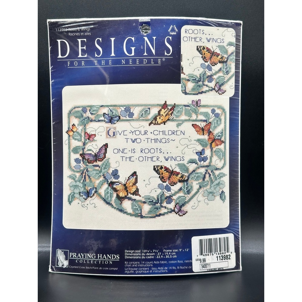 Vintage Designs for the Needle Cross Stitch Kit Roots Wings Butterfly Sampler